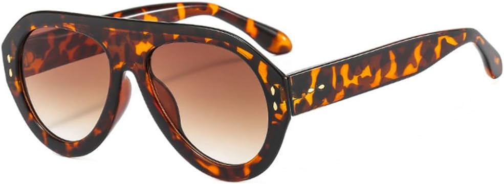 

Ретро-солнцезащитные очки большого размера с заклепками, женские, градиентные, с защитой от УФ-излучения UV400, мужские солнцезащитные очки generic, Leopard Tea Gradient