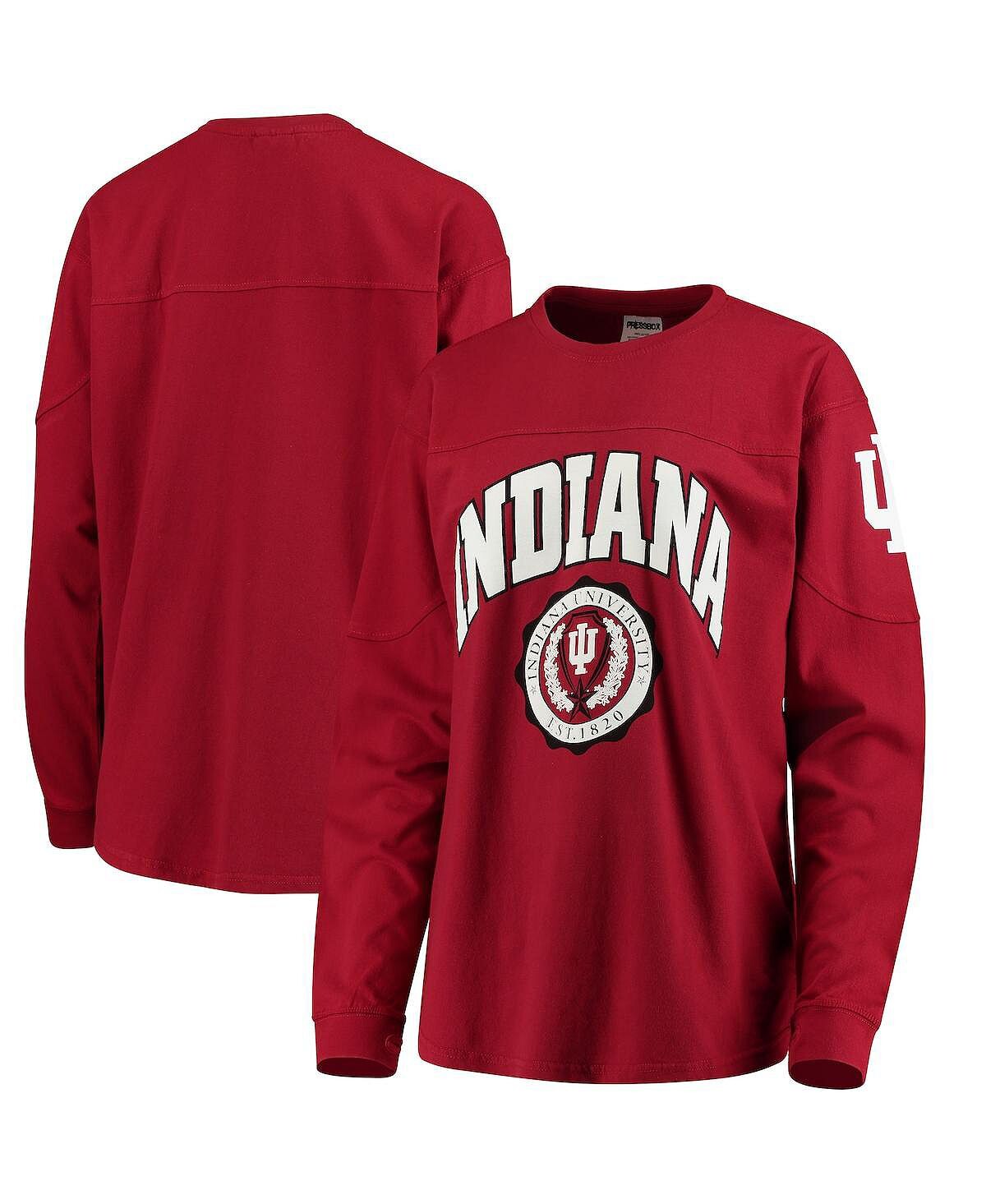 

Женская футболка Crimson Indiana Hoosiers Edith с длинным рукавом Pressbox