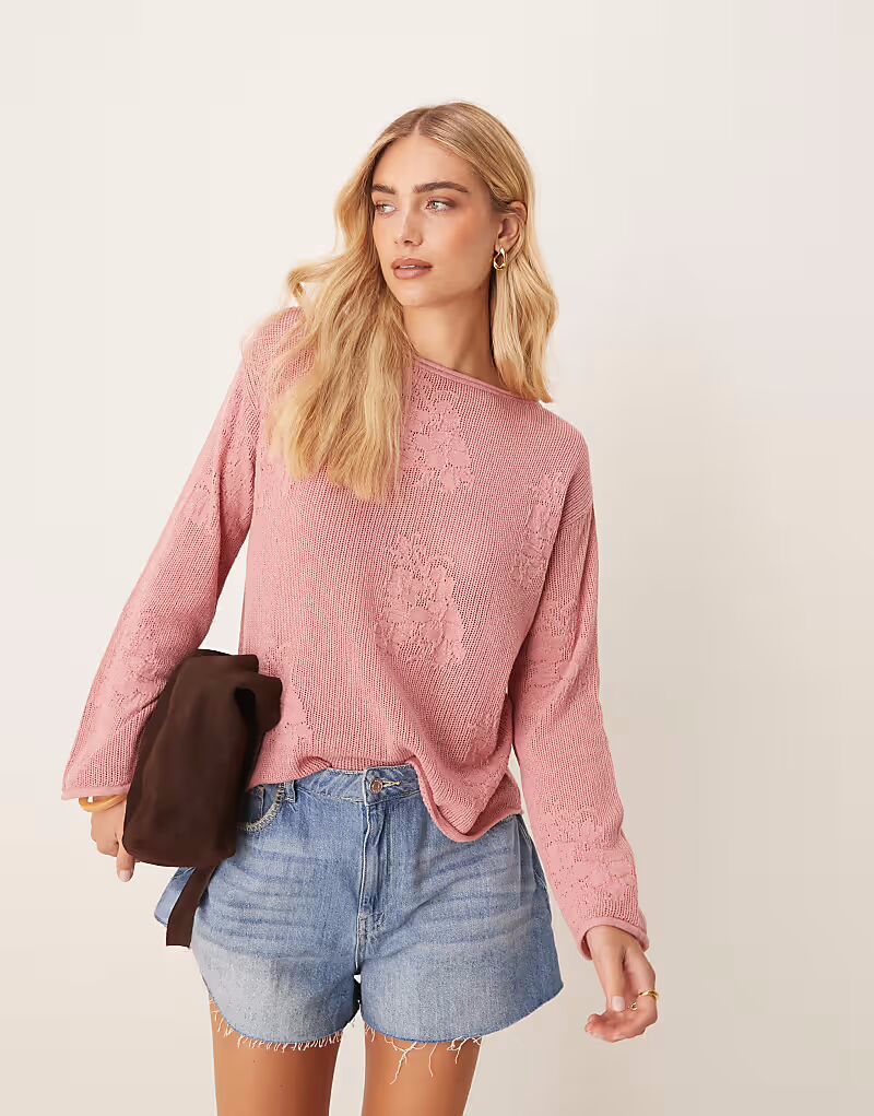 

Джемпер свободного кроя из кружева ASOS DESIGN пыльно-розового цвета