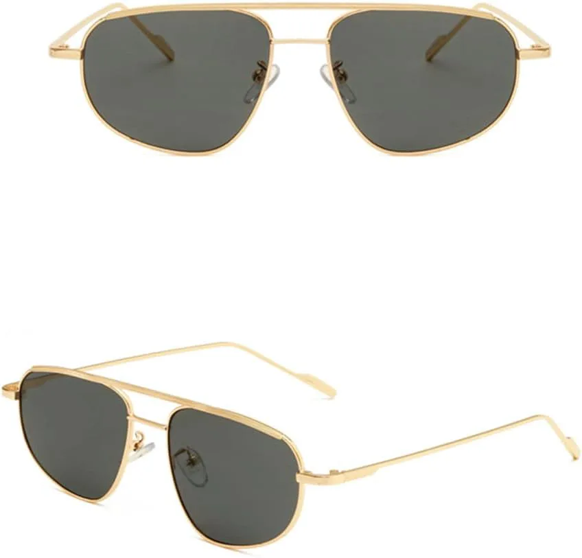 

Солнцезащитные очки для женщин и мужчин, овальные, металлические, с двойной перемычкой, для активного отдыха, уличная одежда, женские очки HPIRME, C2 Gold Black