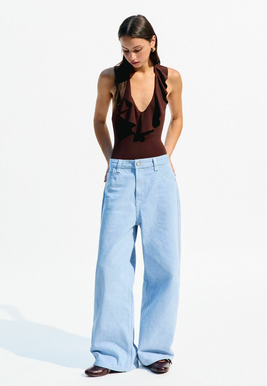 

Топ STRAPPY DRAPED SERIES Bershka, темно-коричневый