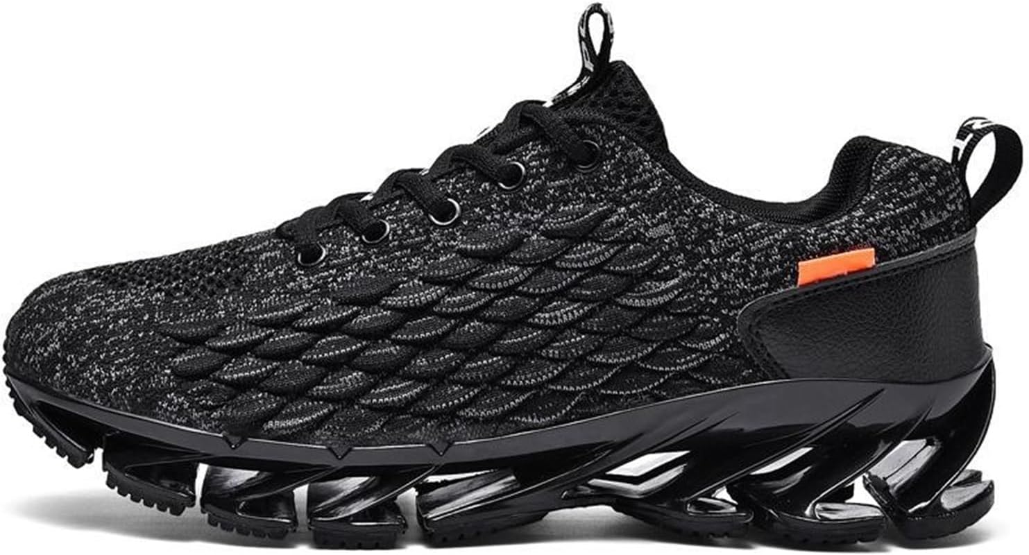 

Мужские модные кроссовки с амортизацией, дышащие, с шнуровкой, удобные спортивные повседневные туфли для ходьбы, противоскользящие Generic, черный