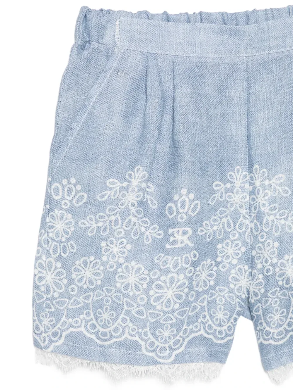 Шорты с кружевом и вышивкой Ermanno Scervino Junior, синий — фото 3