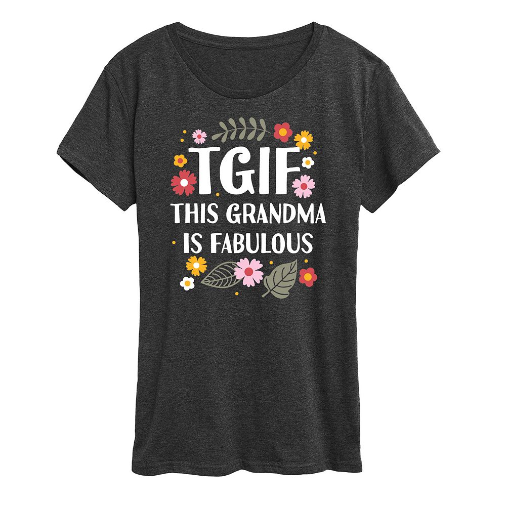 

Женская футболка с рисунком TGIF This Grandma Is Fab, цвет Heather Charcoal