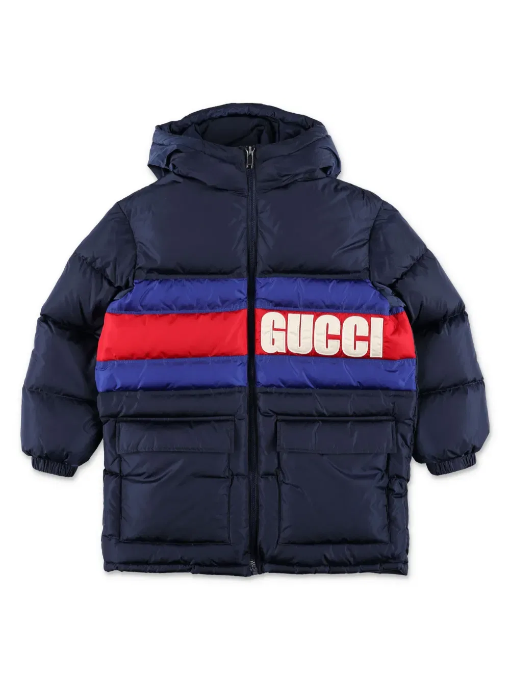 Стеганая куртка с капюшоном Gucci Kids, синий
