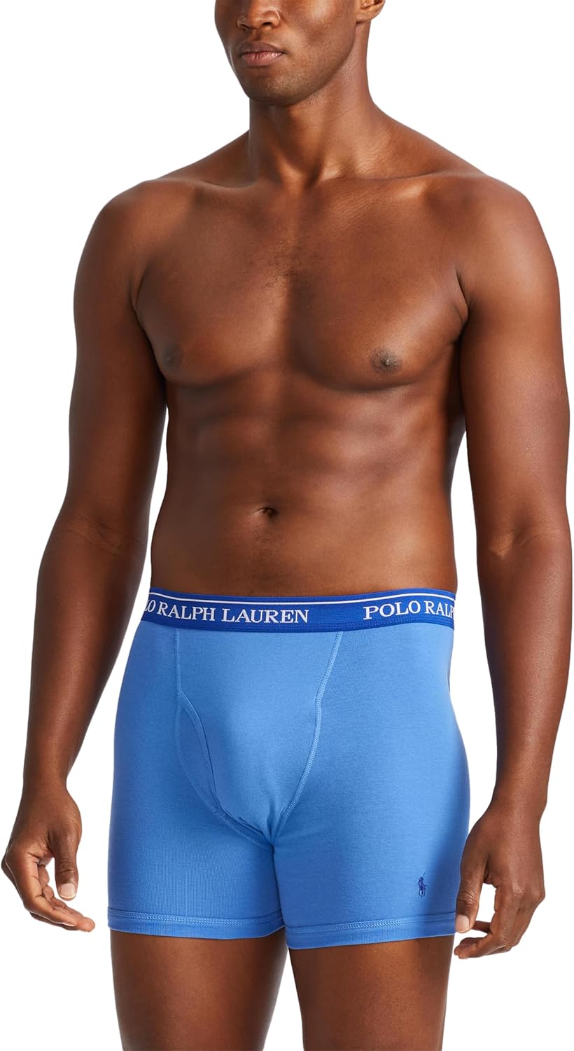Мужские хлопковые трусы-боксеры классического кроя POLO RALPH LAUREN, плавки и удлиненные брюки,, 3 шт., Royal/Blue/Navy - 3 Pack — фото 2