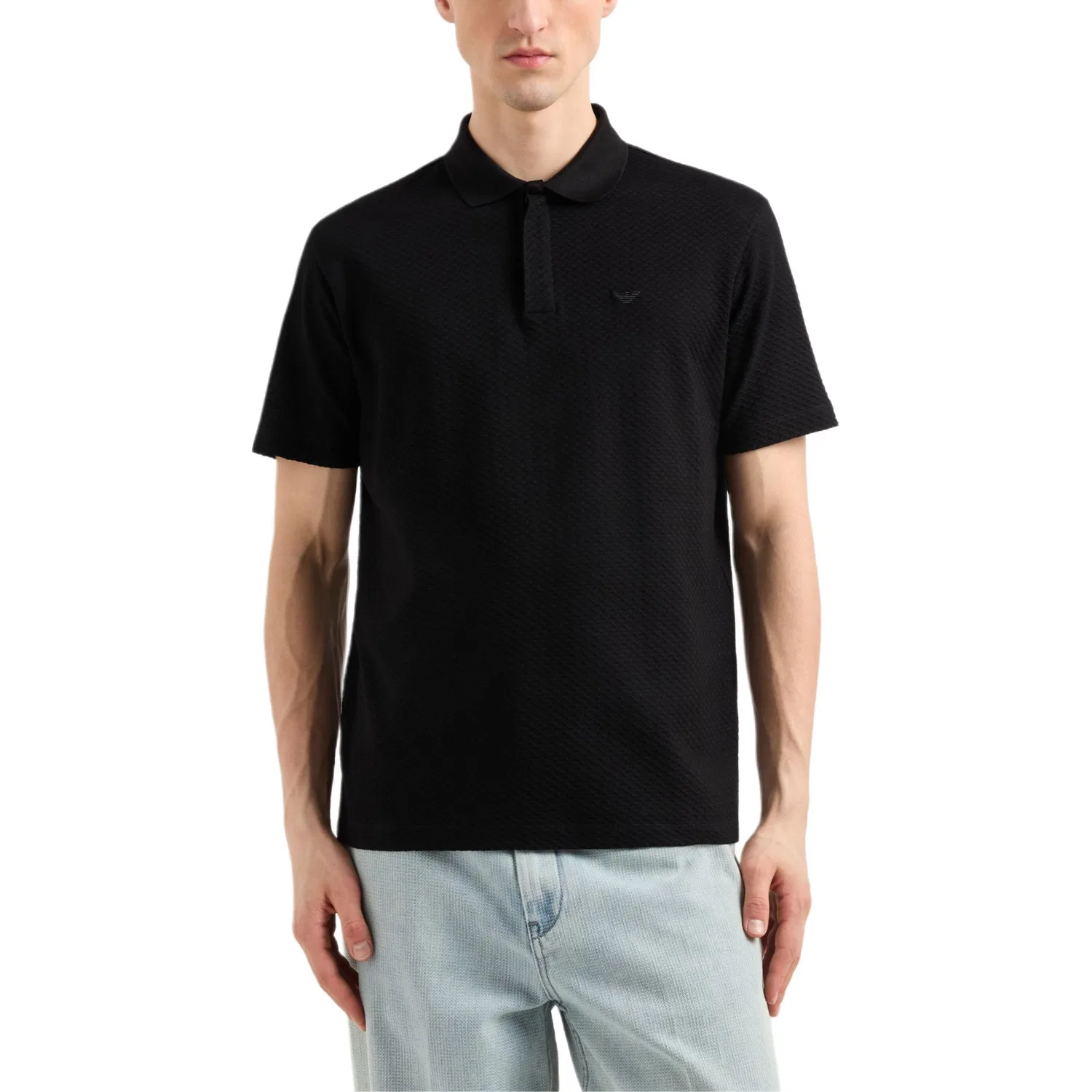 Поло с коротким рукавом и патчем с логотипом EMPORIO ARMANI, Black — фото 2