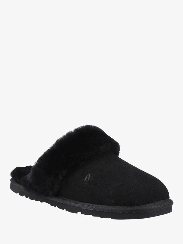 Саманта замшевые тапочки-мулесы с овчиной на воротнике Hush Puppies, Black — фото 2