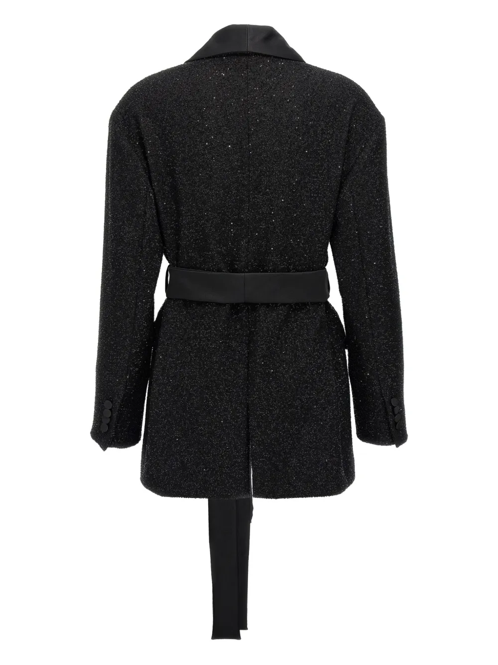 Блейзер с шалевым воротником, украшенный пайетками MAX MARA, черный — фото 2