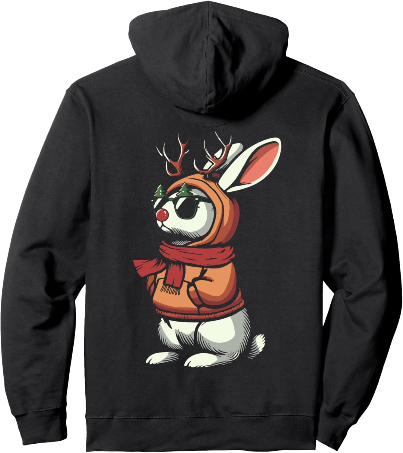 

Худи с изображением оленя, кролика и рождественского зайчика Christmas Hare Bunnies Xmas Rabbit Reindeer, черный