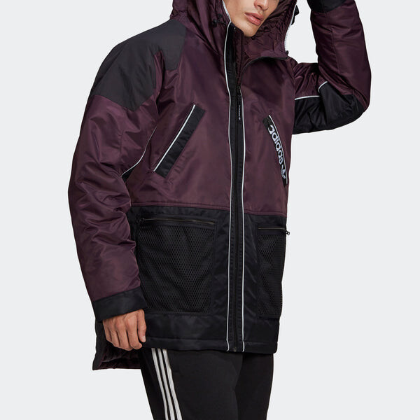 Пуховик Men's Adidas originals Colorblock Hooded Down Jacket Bright Pink Red Fluorescence, розовый — фото 3