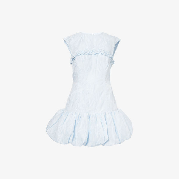 

Мини-платье из фактурной ткани клоке с корсетом Ganni, цвет soft chambray