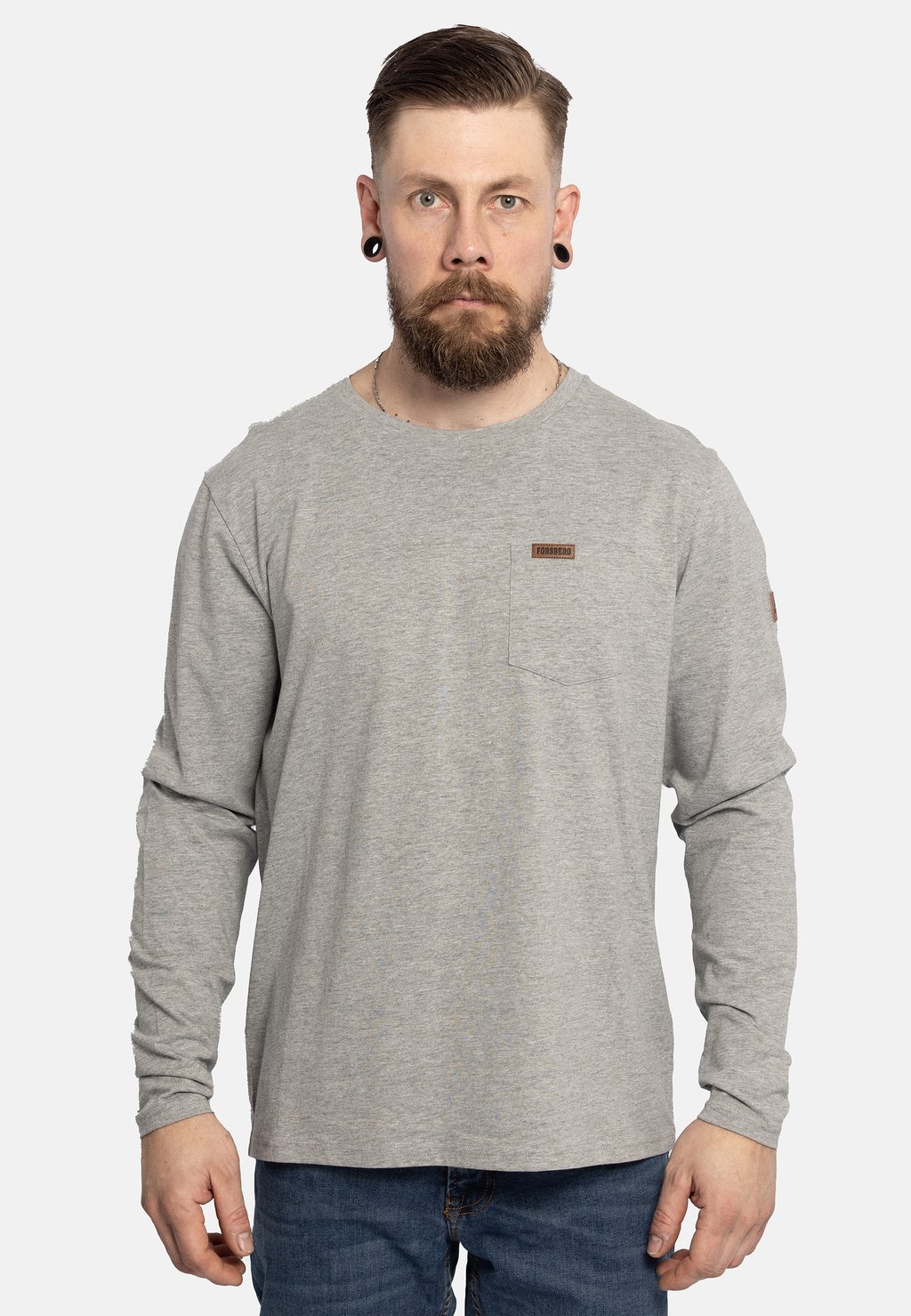

Топ с длинными рукавами LONGSLEEVE MIT BRUSTTASCHE FORSBERG, светло-серый