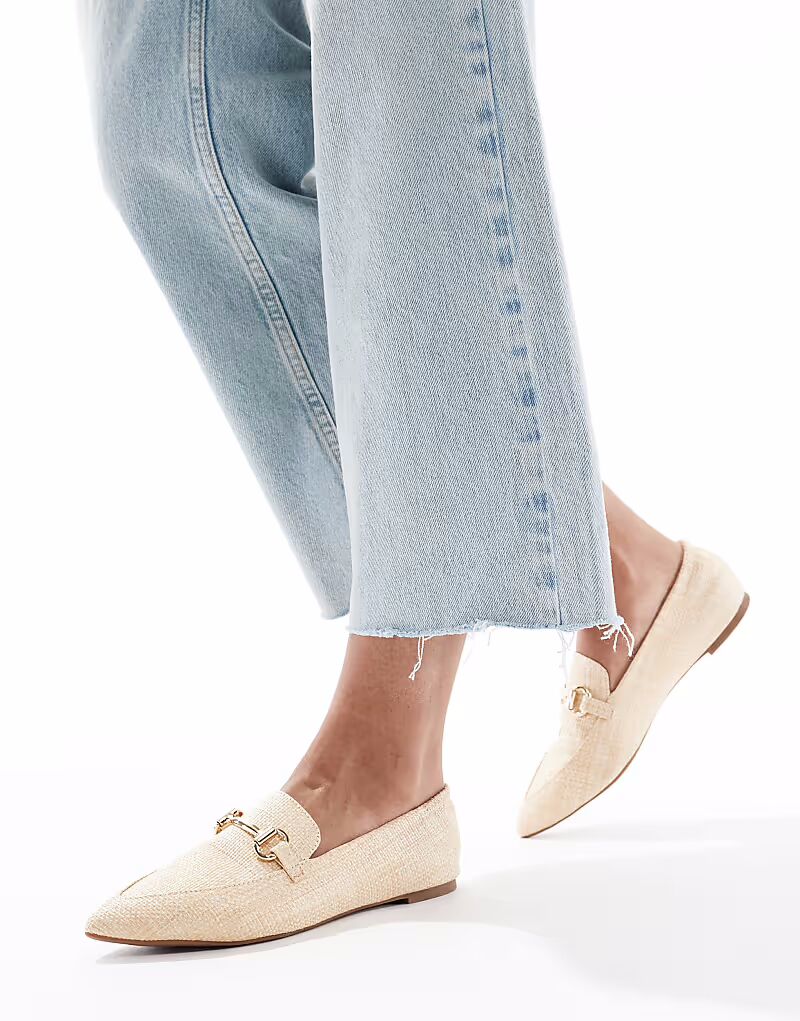 Лоферы London Rebel Wide Fit с заостренным носком и пряжкой из натуральной рафии