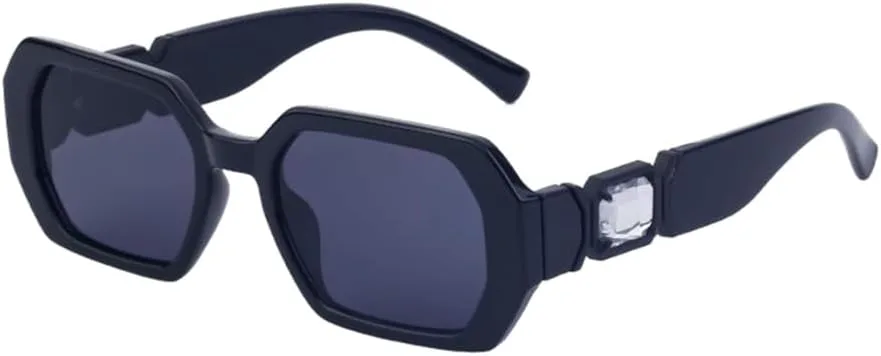 

Солнцезащитные очки восьмиугольной формы с кристаллами для женщин, солнцезащитные очки маленького прямоугольного размера для женщин HDUBFY, C2 Black White