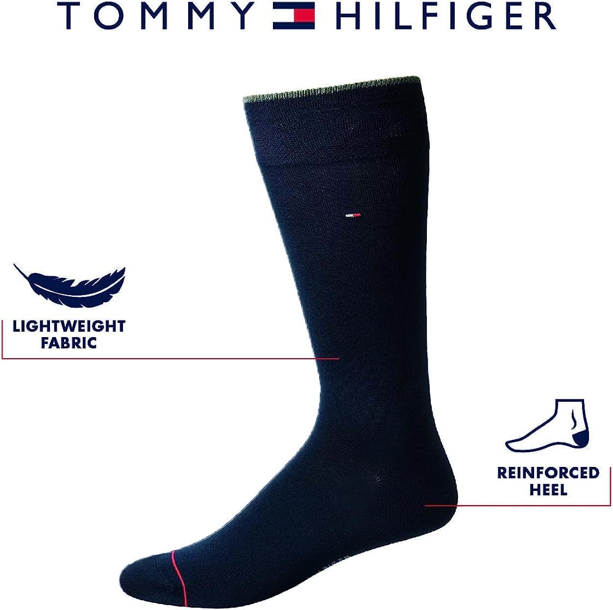 Мужские носки Tommy Hilfiger под повседневную одежду - 10 пар комфортных эластичных дышащих повседневных рабочих носков для мужчин (размеры: 7-12), Blue/Green/Multi — фото 3