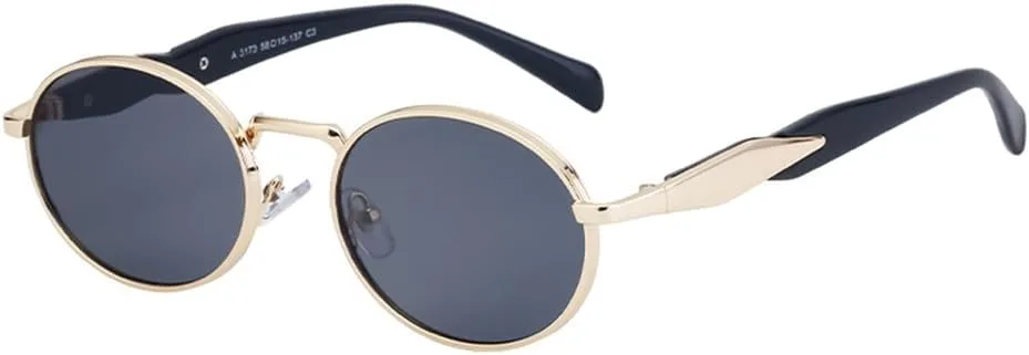 

Овальные солнцезащитные очки для женщин, ретро-очки для активного отдыха, металлические солнцезащитные очки для мужчин, защита от ультрафиолета UV400 HDUBFY, 2