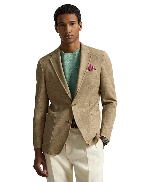Мягкая трикотажная льняная куртка Polo приталенного кроя Polo Ralph Lauren, Khaki