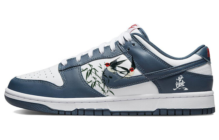 

Кроссовки Nike Dunk Skateboarding Shoes Men Low-top Cyan/White, темно-синий