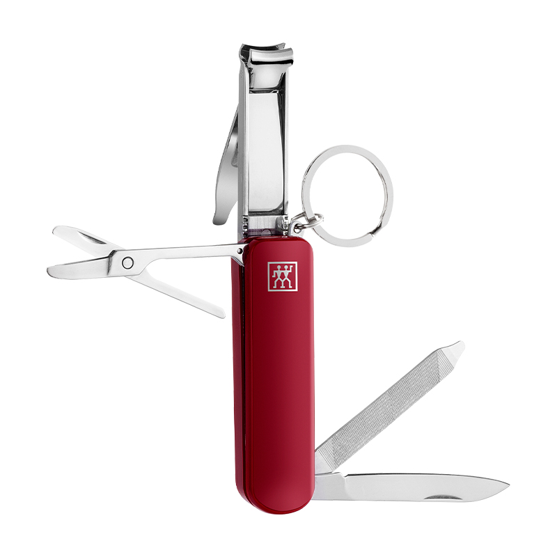 Мультиинструмент ZWILLING Beauty Classic Inox из нержавеющей стали 4 в 1: книпсер + ножницы + пилочка + ножик, красный — фото 2
