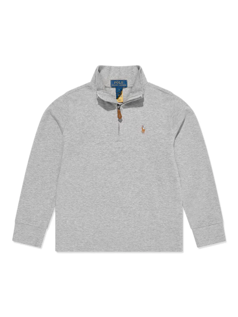 

Рубашка поло с длинными рукавами и вышитым логотипом POLO RALPH LAUREN KIDS, серый