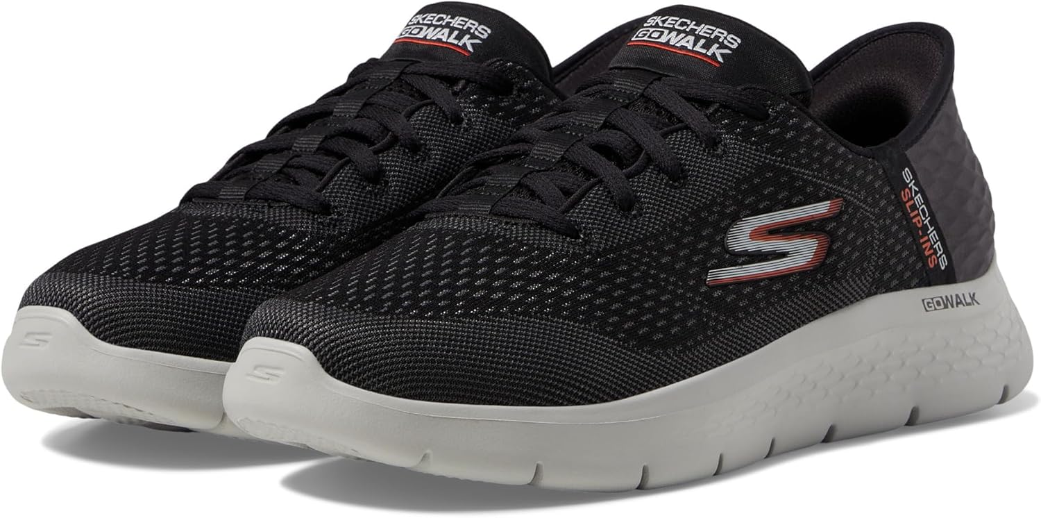 Мужские кроссовки Skechers Go Walk Flex - Новый мир, черный/оранжевый — фото 2