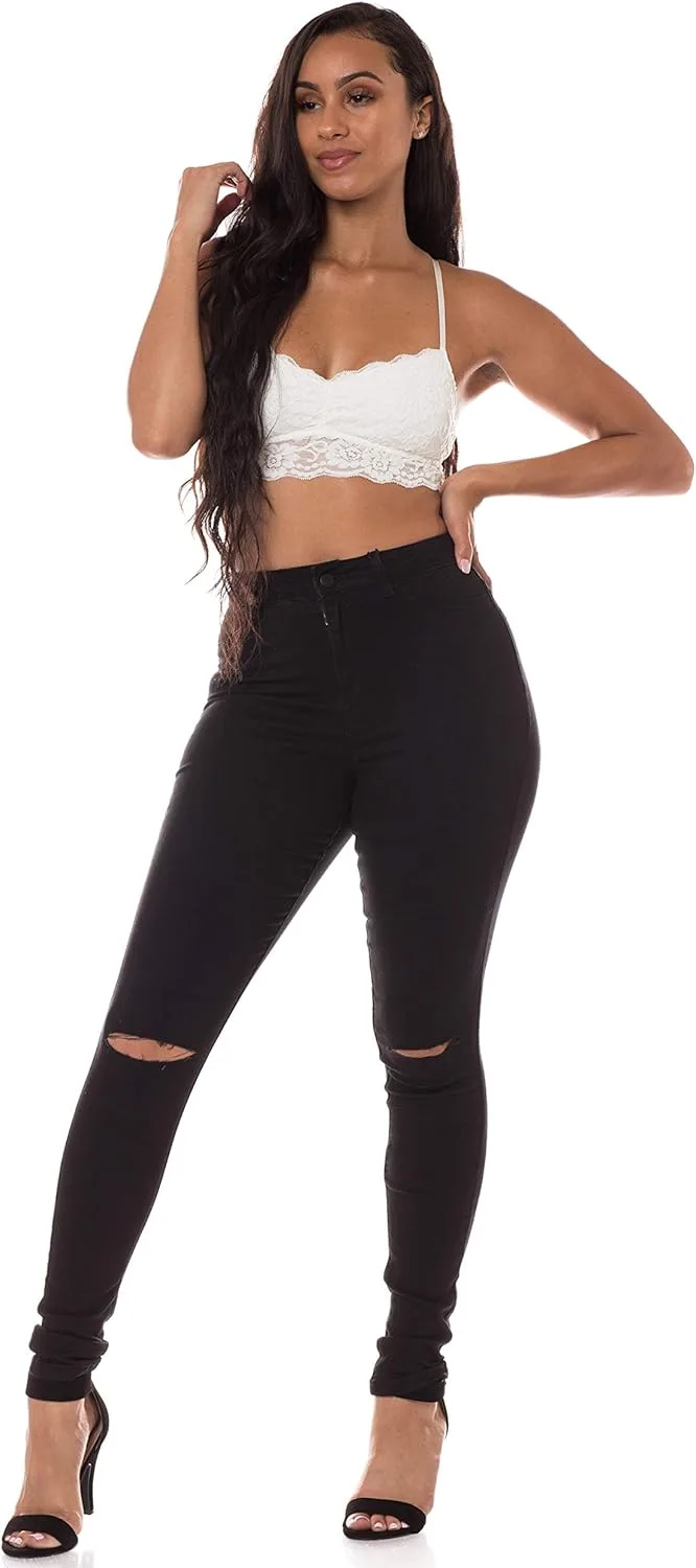 

Джинсы Aphrodite High Waisted для женщин — зауженные, с высокой посадкой и потертостями на коленях AP Blue