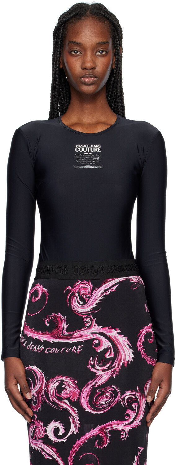 

Боди с логотипом гарантии Versace Jeans Couture, черный