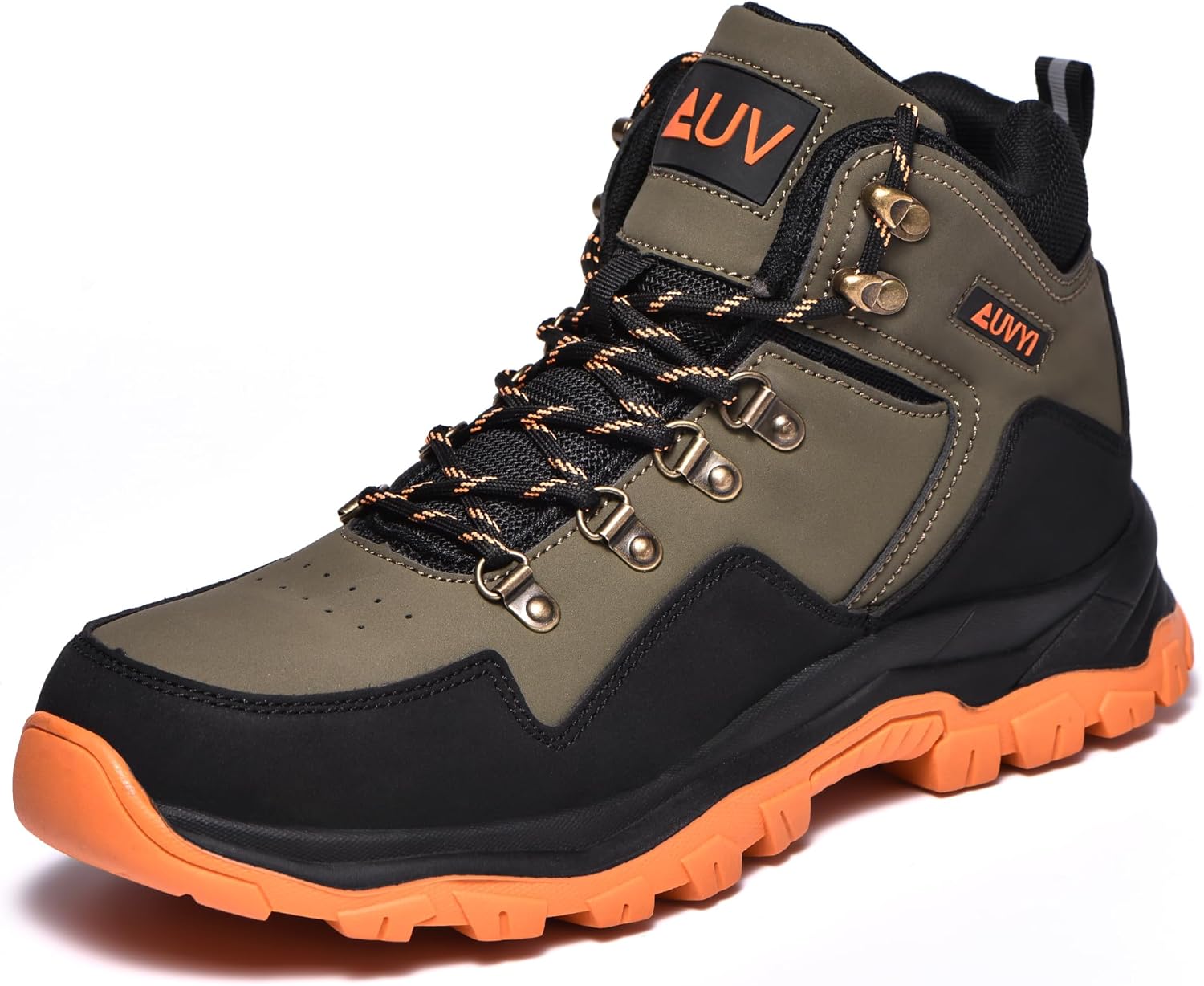 

Водонепроницаемые ботинки с металлическим носком AUVYI для мужчин - широкие носки, удобные, противоскользящие, безопасные, износостойкая кожаная обувь для промышленности и строительства, зеленый