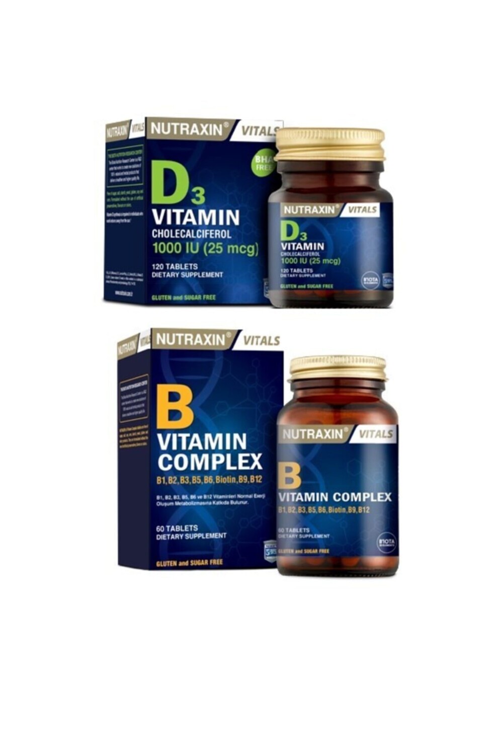 

Nutraxin Витаминный комплекс Vitals B 60 таблеток + витамин D3 120 таблеток