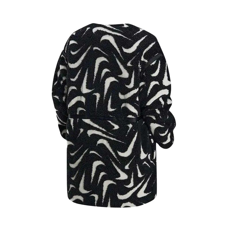 Nike Женская спортивная куртка свободного кроя с высоким ворсом, Black White — фото 4