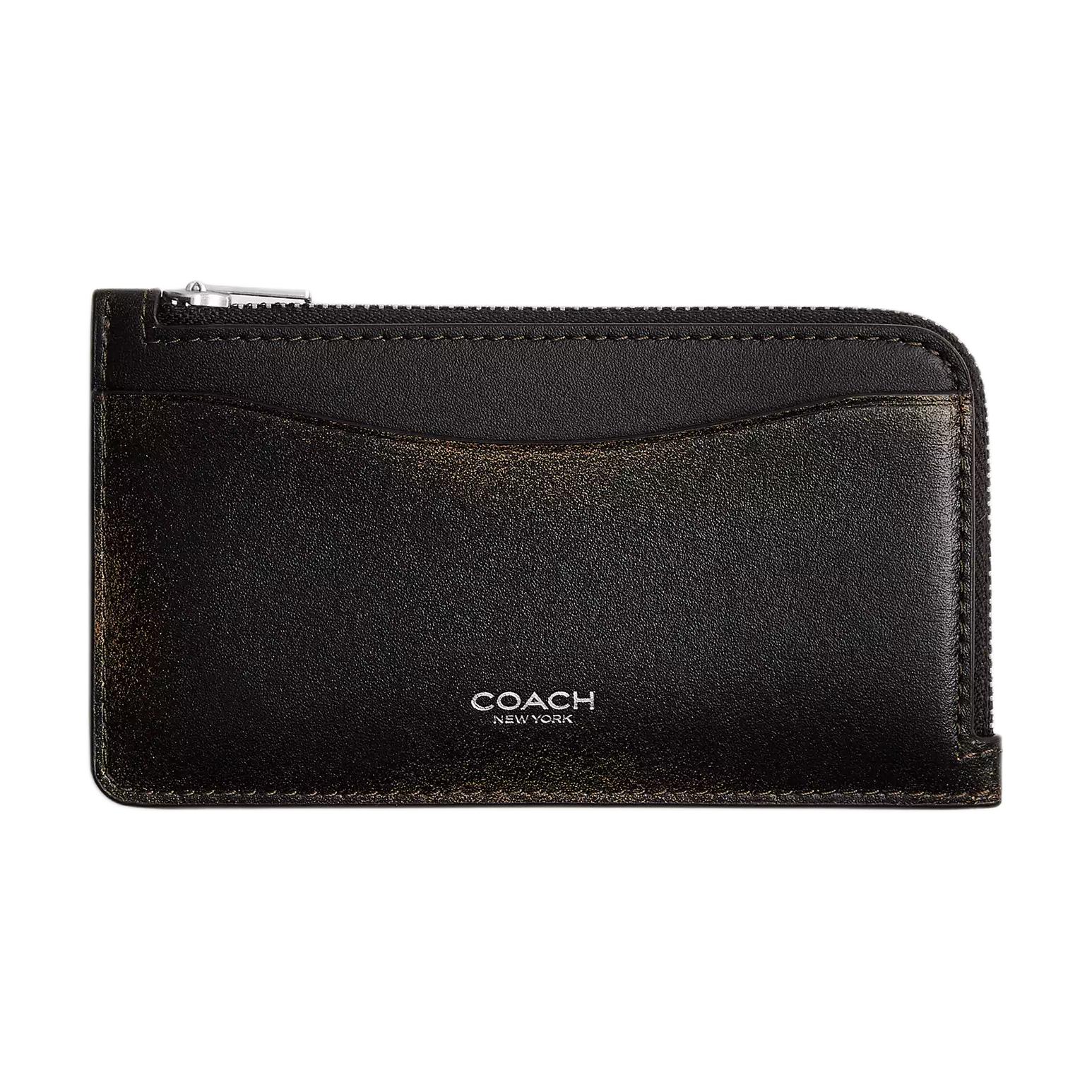 

COACH Кожаный мини-картхолдер женский черный коричневый, Black Brown