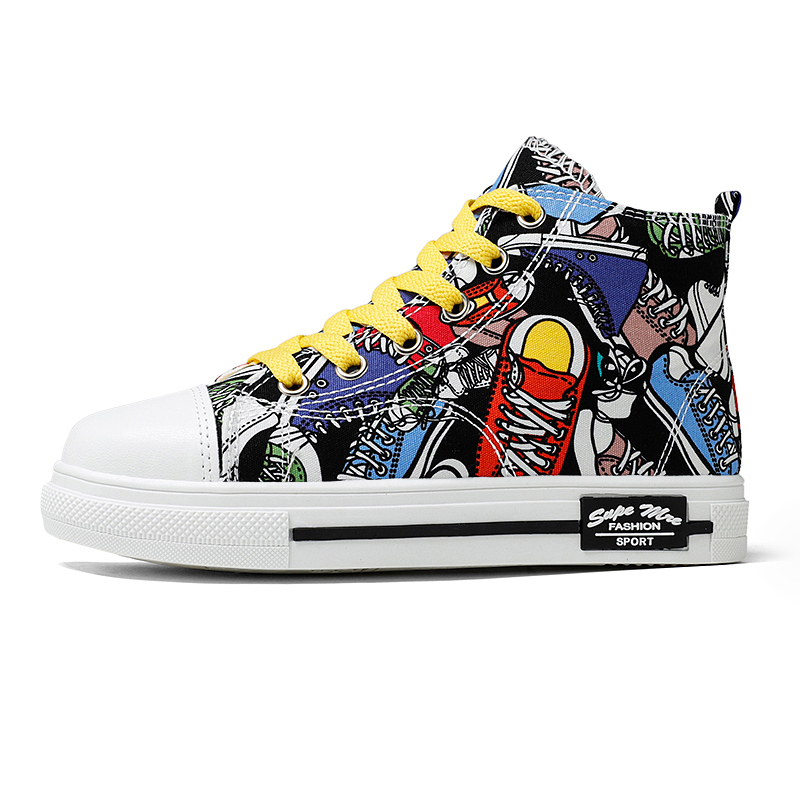 

Износостойкие высокие детские кэжуал кеды на мягкой подошве KUPE, мультиколор