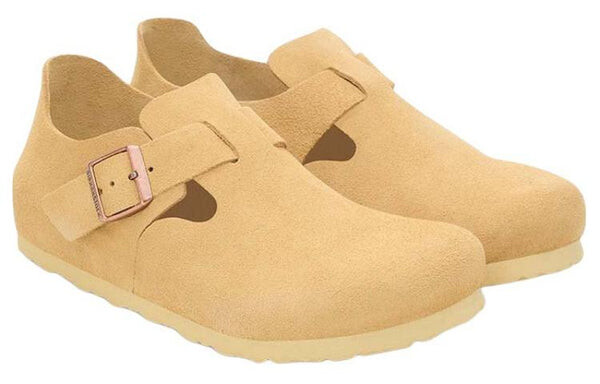 Кроссовки london suede leather narrow fit shoes 'latte cream' Birkenstock, желтый — фото 4