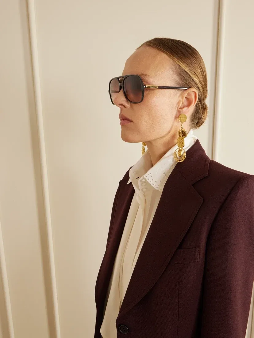 Солнцезащитные очки Judy в стиле авиатор из ацетата и золотистого металла Chloé Eyewear — фото 4