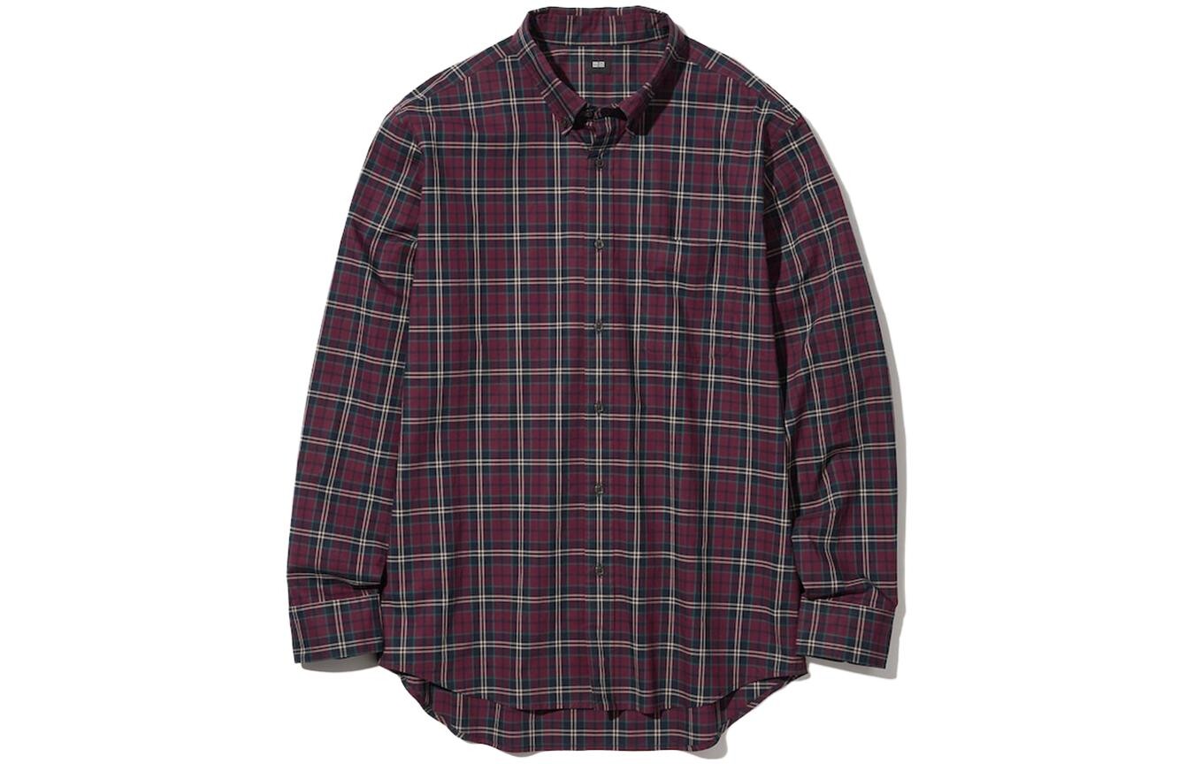 

Рубашка мужская бордовая Uniqlo, темно-красный