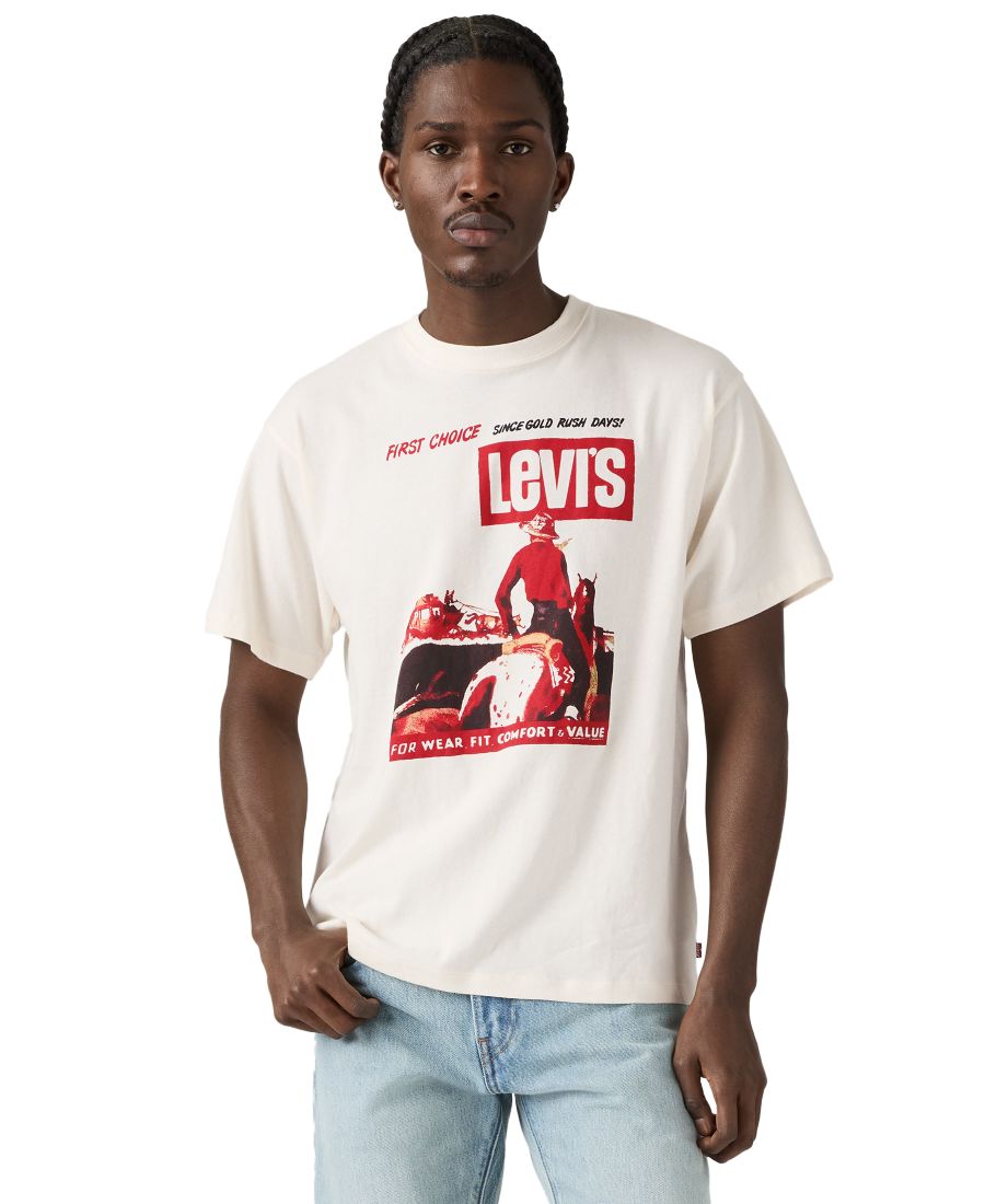 

Мужская футболка с графическим принтом в винтажном стиле свободного кроя Levi's, Egret, Белый, Мужская футболка с графическим принтом в винтажном стиле свободного кроя Levi's, Egret