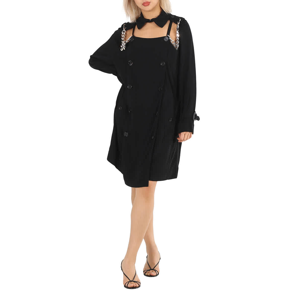 

Burberry Black Deconstructed Crepe Тренчкот-платье