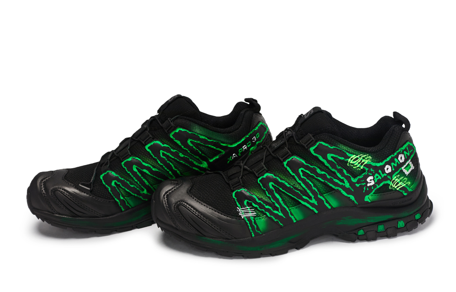 Дышащие низкие кроссовки для бега XA PRO 3D LA YAUTE унисекс Neon SALOMON, черный/серебряный/зеленый — фото 3