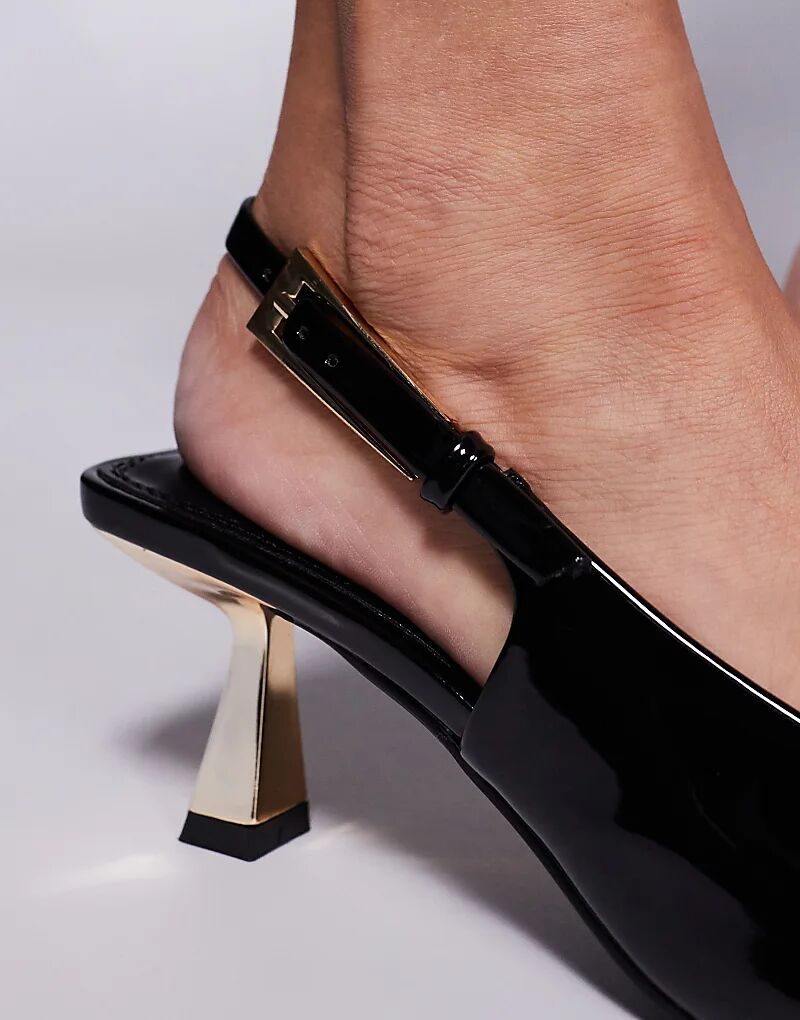 Туфли Simmi London June с острым носком и каблуком-рюмочкой черного цвета из лака SIMMI Shoes — фото 3