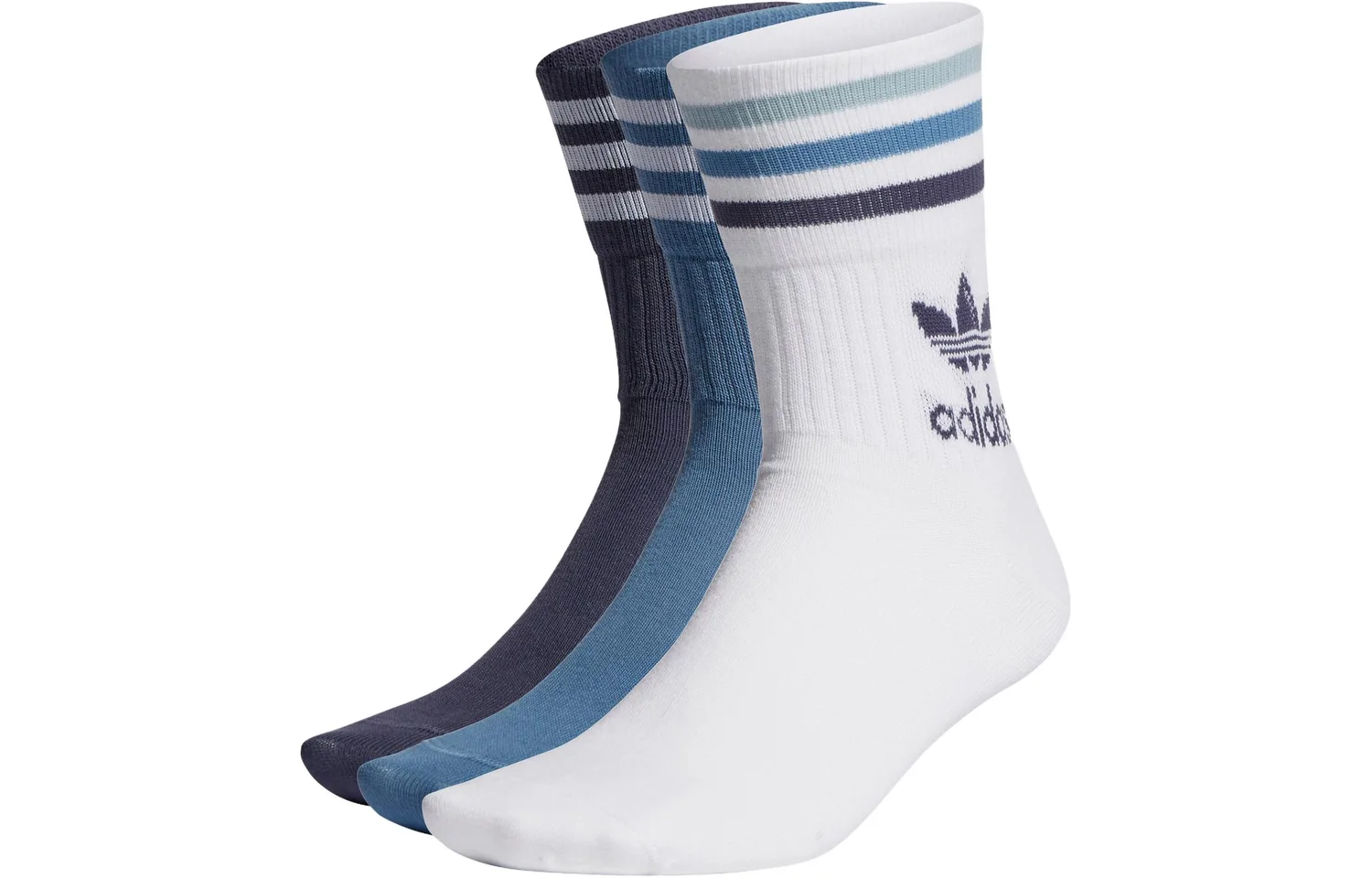 Носки мид-крат 3 пары Adidas Originals, 3 Pack (White+Bright Pink Fluorescent+Dark Gray Navy Blue)