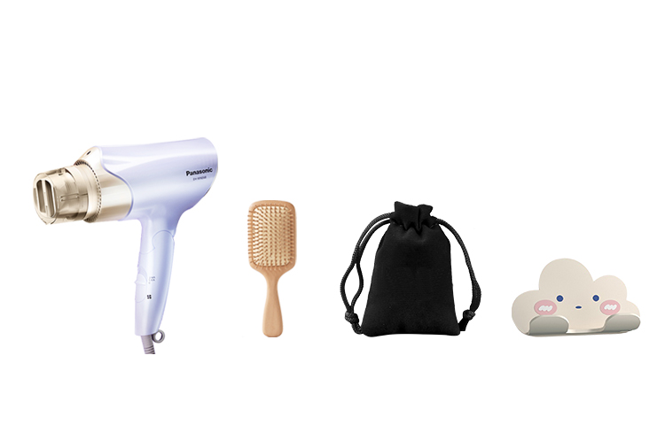 

Фен для волос Panasonic, EH-WNE6B purple + massage comb + storage bag + hair dryer holder