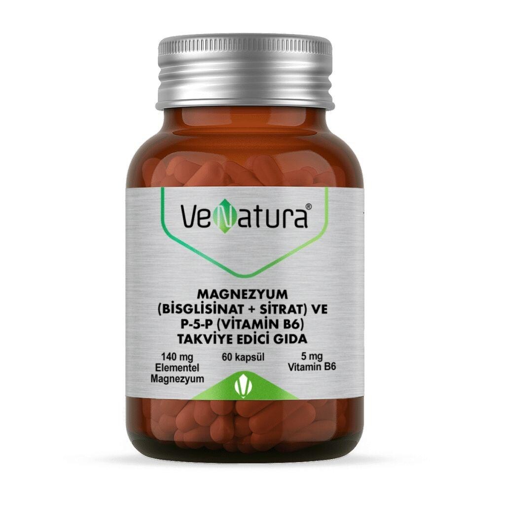 

VeNatura Magnesium (бисглицинат + цитрат) и P5P (витамин B6) 60 капсул