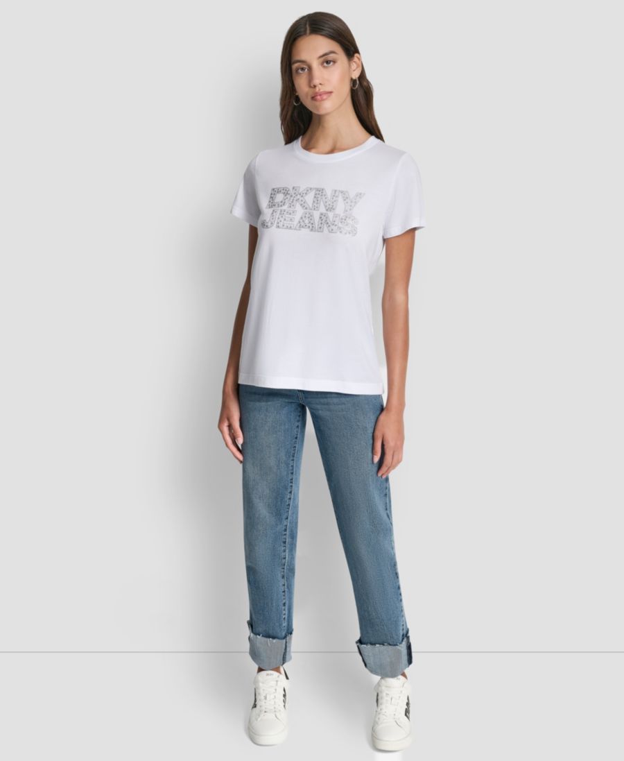 

Женская футболка с коротким рукавом и круглым вырезом DKNY Jeans, White/Clear Silver, Белый, Женская футболка с коротким рукавом и круглым вырезом DKNY Jeans, White/Clear Silver