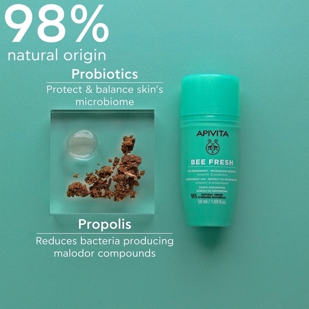 Шариковый дезодорант Bee Fresh Apivita, nuo perteklinio prakaitavimo ir nemalonaus kvapo 50 мл — фото 3