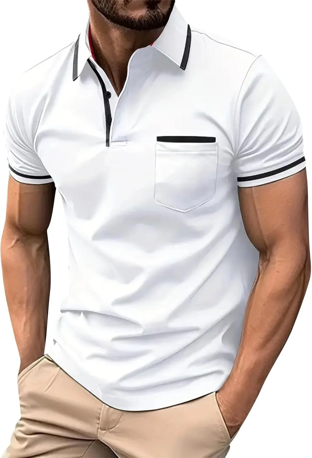 

Футболка Henley мужская осенняя, oversize, из полиэстера