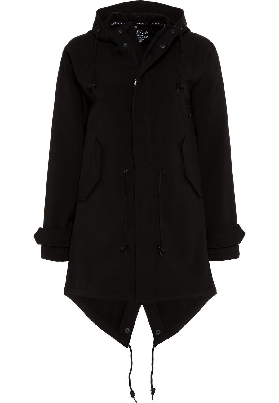 

Короткое пальто софтшелл BMS - черное женское