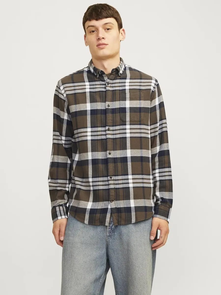 

Рубашка в клетку Jack & Jones "JJECLASSIC AUTUMN CHECK SHIRT LS SN", цвет Canteen