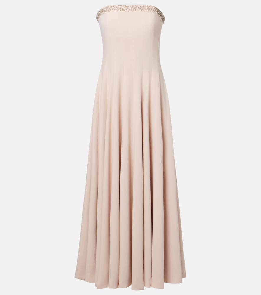 

Платье миди Aldina из крепа с кристаллами Costarellos, Cream 018