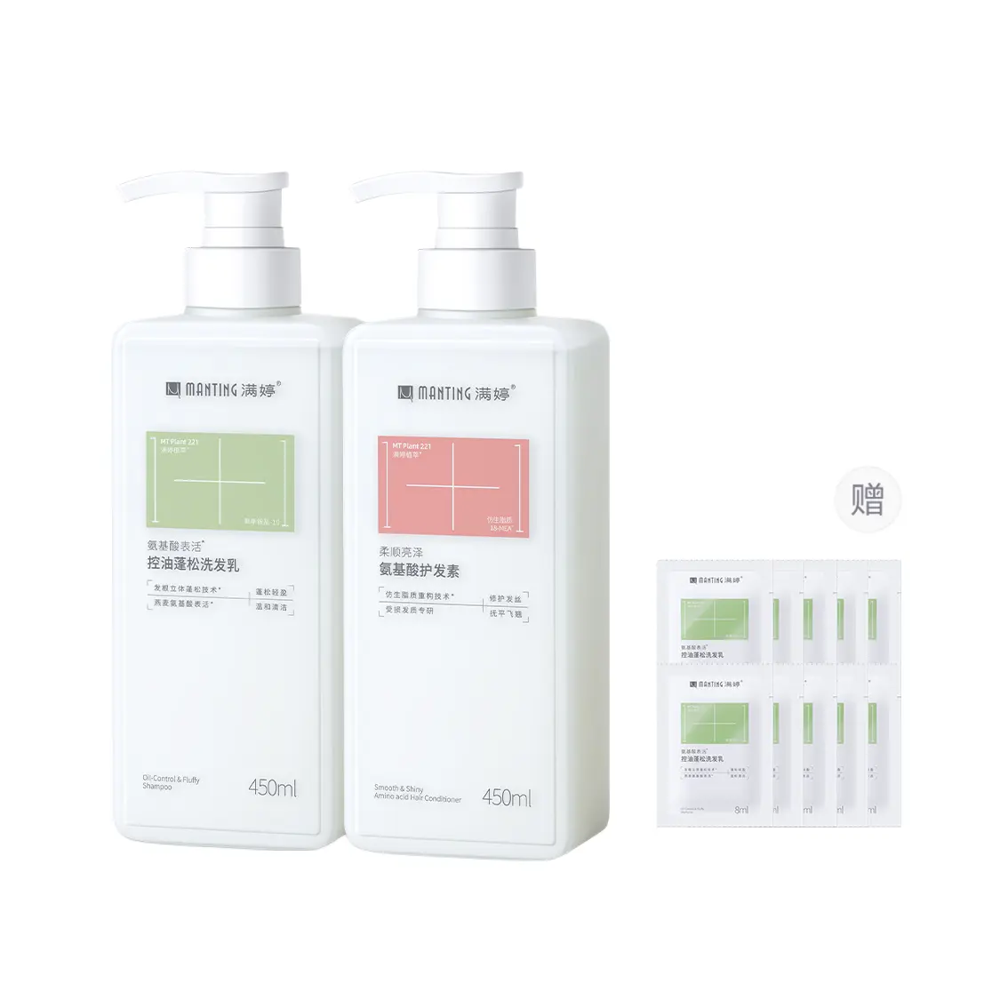

Шампунь-крем с аминокислотами и ароматом фрезии для контроля жирности, лечения перхоти и успокаивающего очищения 450мл Manting